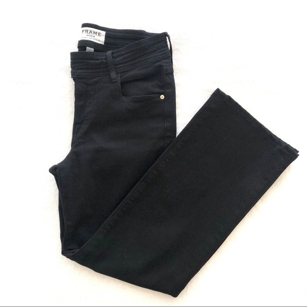 FRAME Denim Le Micro Flare Bootcut Crop Jeans in Film Noir Wash Size 25